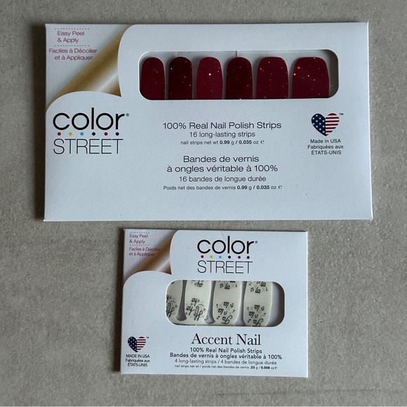 Color Street Nail Polish Strips Real Nail Art Set Accent Strips Holiday Design - Picture 1 of 3